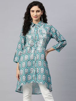 Nayam by lakshita - Blue Printed Sequence Work Tunic