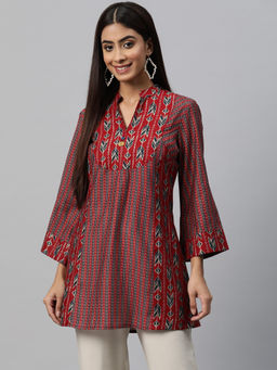 Nayam by lakshita - Red Printed Longline Tunic
