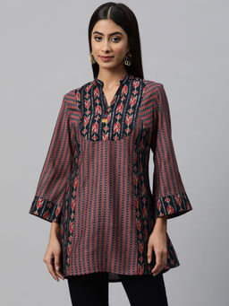 Nayam by lakshita - Navy Blue Printed Longline Tunic