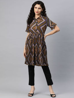 Nayam by lakshita - Black Printed Pleated Tunic