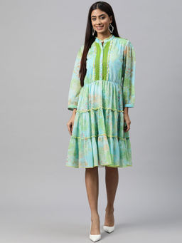 Nayam by lakshita - Green Printed Gathered Dress
