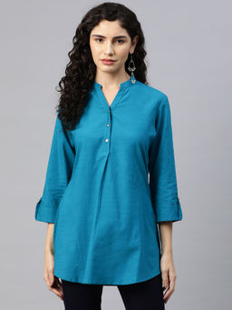 Nayam by lakshita - Solid Button Placket Tunic