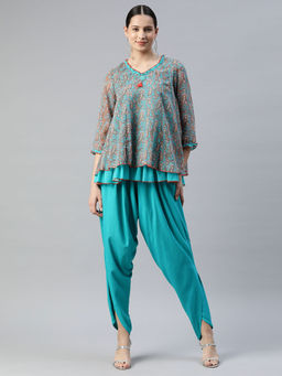 Nayam by lakshita - Women Teal Printed Co-Ord (Set of 2)