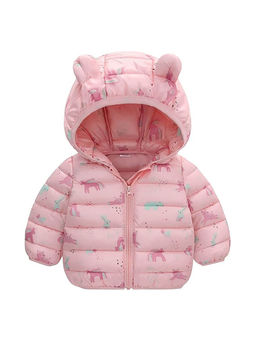 Little Surprise Box - Pink Dino Printed Winter Jacket