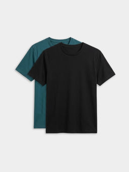 RIGO - Multi-Color Cotton Round Neck Half Sleeves Solid T-shirts ( Pack Of 2)