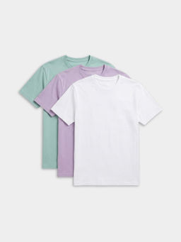 RIGO - Multi-Color Cotton Round Neck Half Sleeves Solid T-shirts ( Pack Of 3)