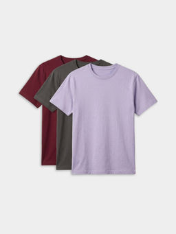 RIGO - Multi-Color Cotton Round Neck Half Sleeves Solid T-shirts ( Pack Of 3)
