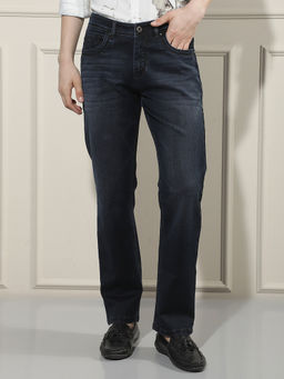 CRIMSOUNE CLUB - Blue Cotton Blend Light Fade Solid Jeans