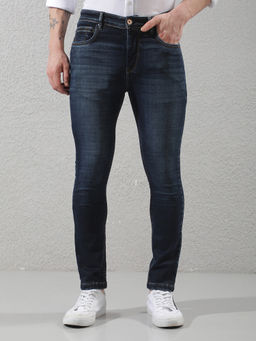CRIMSOUNE CLUB - Blue Cotton Blend Light Fade Solid Jeans