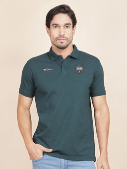 Cantabil - Blue Polycotton Regular Fit Collar Neck Polo T-Shirt