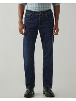 Reid & Taylor - Blue Mid Waist Cotton Lycra Solid Jeans