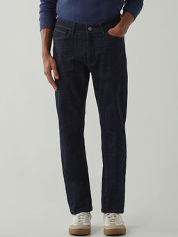 Reid & Taylor - Blue Mid Waist Cotton Lycra Solid Jeans