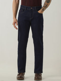 Reid & Taylor - Blue Mid Waist Cotton Lycra Solid Jeans