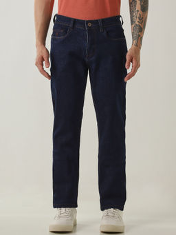 Reid & Taylor - Blue Mid Waist Cotton Lycra Solid Jeans