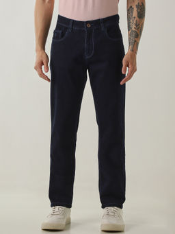 Reid & Taylor - Blue Mid Waist Cotton Lycra Solid Jeans