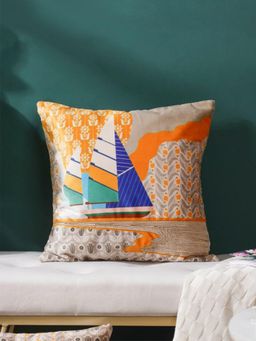 Nestasia - Twin Boats Velvet Cushion Cover (16x16 Inches)