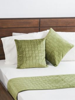 Nestasia - Luxe Cushion Cover & Runner Set of 3 Green (16x16 Inches)