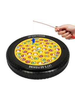 Webby - Musical Rotating Tyre Fishing Game Toy with 45 Fishes and 4 Rods Birthday Gift