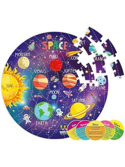 Webby - Amazing Outer Space Solar System 60 Pieces Jigsaw Floor Puzzle with 4 Double Sided Flashcards
