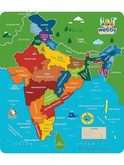 Webby - Wooden Educational India Political Map States Capital Learning