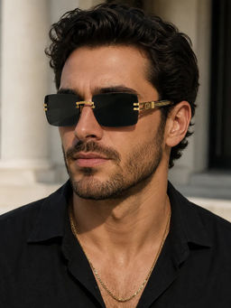 Zaadran - Shadow Luxe Panther Green Rimless Sunglasses