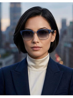 Zaadran - Solomon Navy Blue Silver Blue Wayfarer Sunglasses