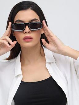 Zaadran - Sudan Black Rectangle Sunglasses