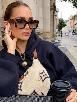 Zaadran - Sydney Brown Square Oversize Sunglasses