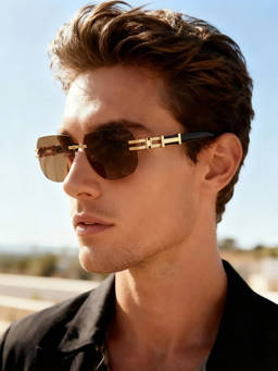 Zaadran - Tbilisi Brown Rimless Wayfarer Sunglasses