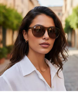 Zaadran - Turkey Brown Stripes Aviator Sunglasses