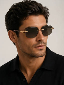 Zaadran - Venta Metalic Grey Rimless Sunglasses