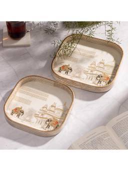 DULI - Set Of 2 Square Wooden Serving Trays