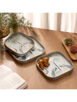 DULI - Set Of 3 Curved Square Snack Serving Trays
