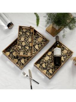 DULI - Set Of 3 Waterproof Serving Trays with Handle For Home and Kitchen