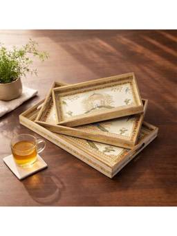 DULI - Set Of 3 Waterproof Serving Trays with Handle For Home and Kitchen