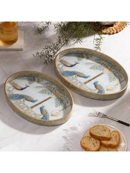 DULI - Set of 2 Decorative Oval Serving Trays