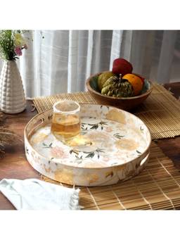 DULI - Waterproof Round Serving Tray with Handle for Home