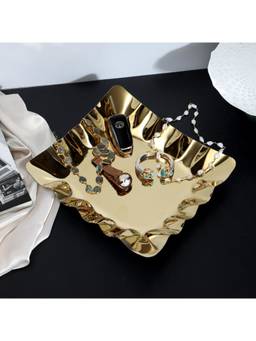 DULI - Fancy Metal Platter Serving Tray For Home Dining and Table Decor