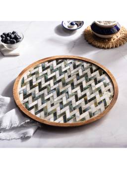 DULI - Mangowood Round Platter For Serving