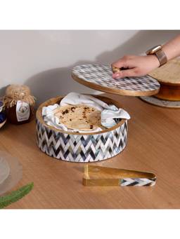 DULI - Mangowood Decorative Chapati Box for Home Printed Roti Box for Stylish Serving