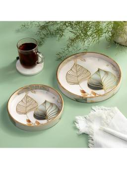 DULI - Set Of 2 Round Wooden Serving Trays for Home