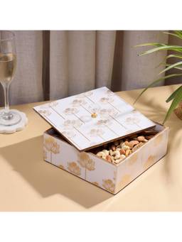DULI - Decorative Wooden Square Box for Dryfruits or Chocolate Waterproof Multipurpose Box