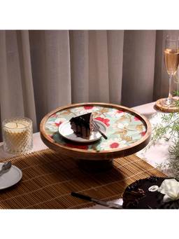DULI - Mangowood Cake Stand Wooden Serving Platter for Cakes Snacks & Cheese