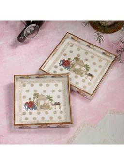 DULI - Set Of 2 Square Wooden Serving Trays