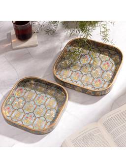 DULI - Set Of 2 Square Wooden Serving Trays