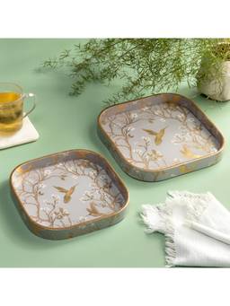 DULI - Set Of 2 Square Wooden Serving Trays