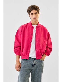 Snitch - Pink Textured Full Sleeves Oversized Casual Jacket for Men