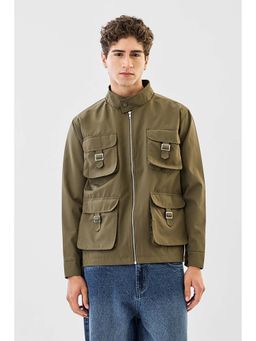 Snitch - Olive Solid Full Sleeves Regular Casual Jacket for Men