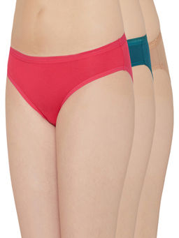 Wacoal - Cotton Bikini Low Waist Medium Coverage Solid Panties Green, Brown, Pink (Pack of 3)
