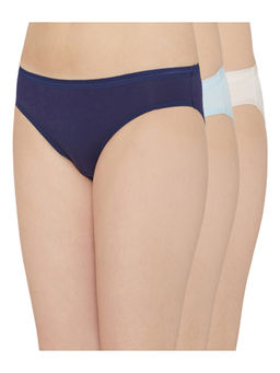 Wacoal - Cotton Bikini Low Waist Medium Coverage Solid Panties Navy Blue, Blue, Pink (Pack of 3)